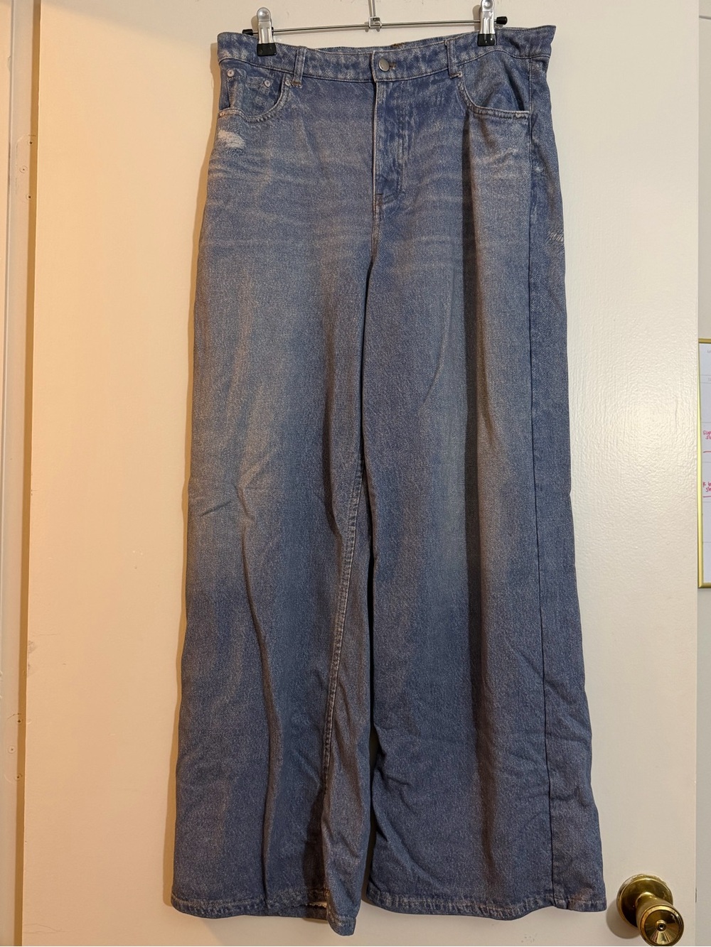 ecru Wide-Leg mid-rise sweatpants jeans